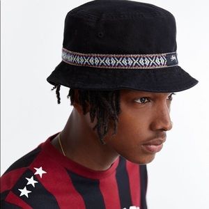 Black bucket hat with Aztec pattern